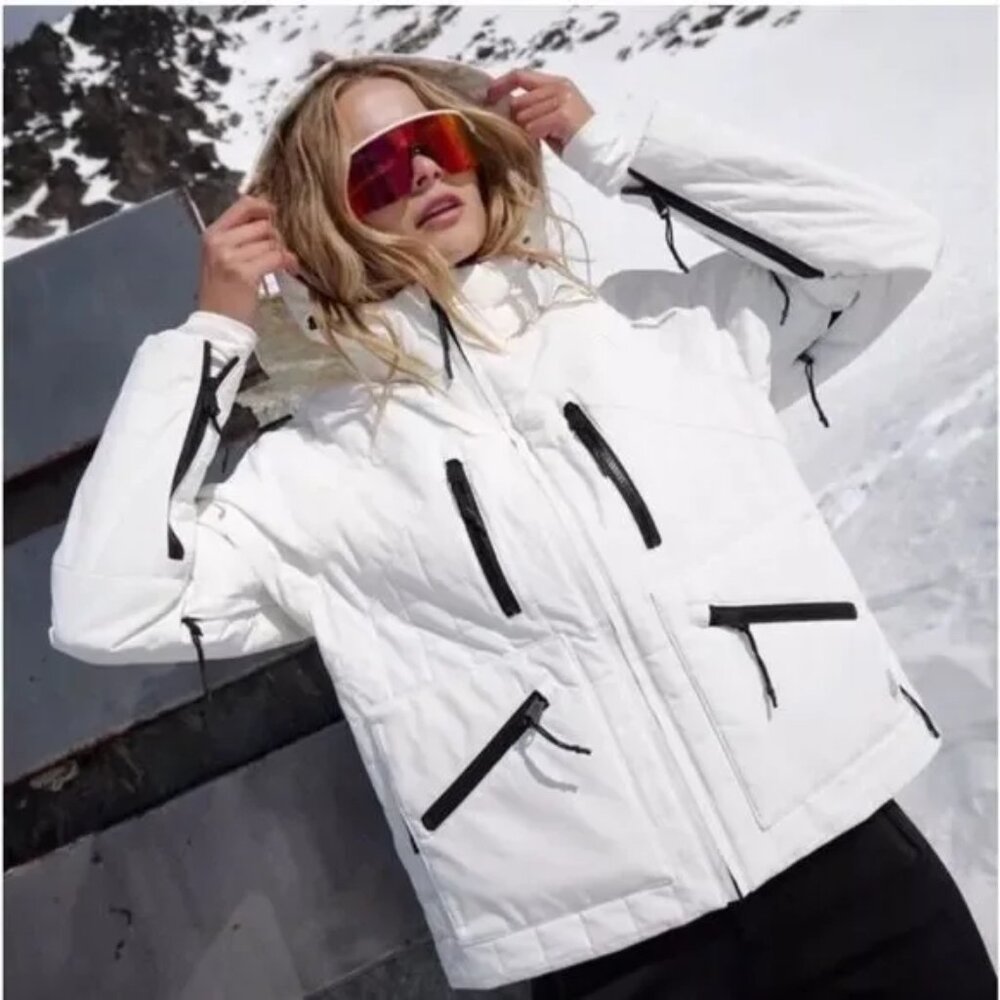 Free People Movement All Prepped Ski Jacket in White Size Small NWOT